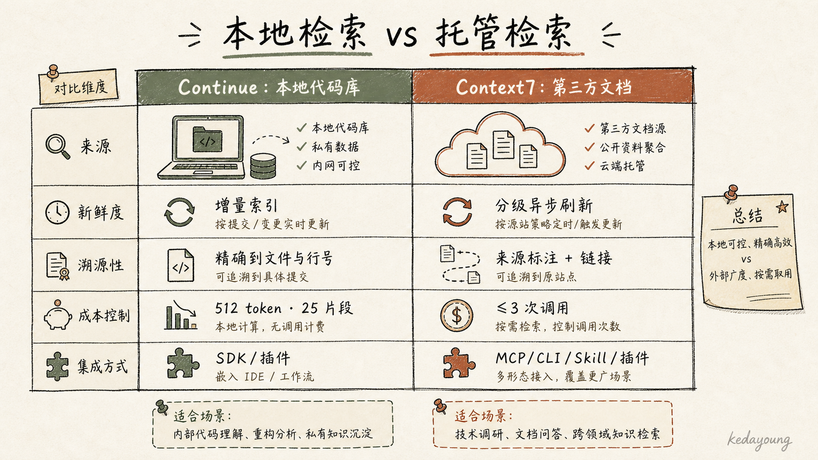 Continue 本地检索与 Context7 托管检索对照