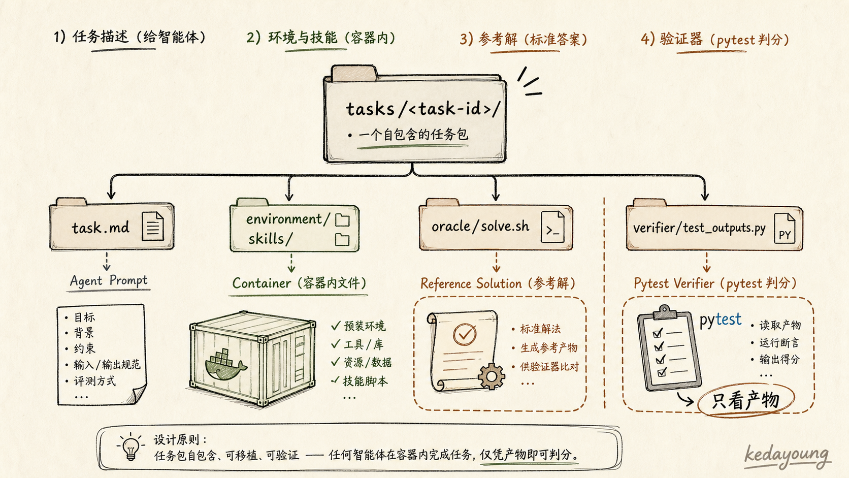 SkillsBench 自包含任务包结构